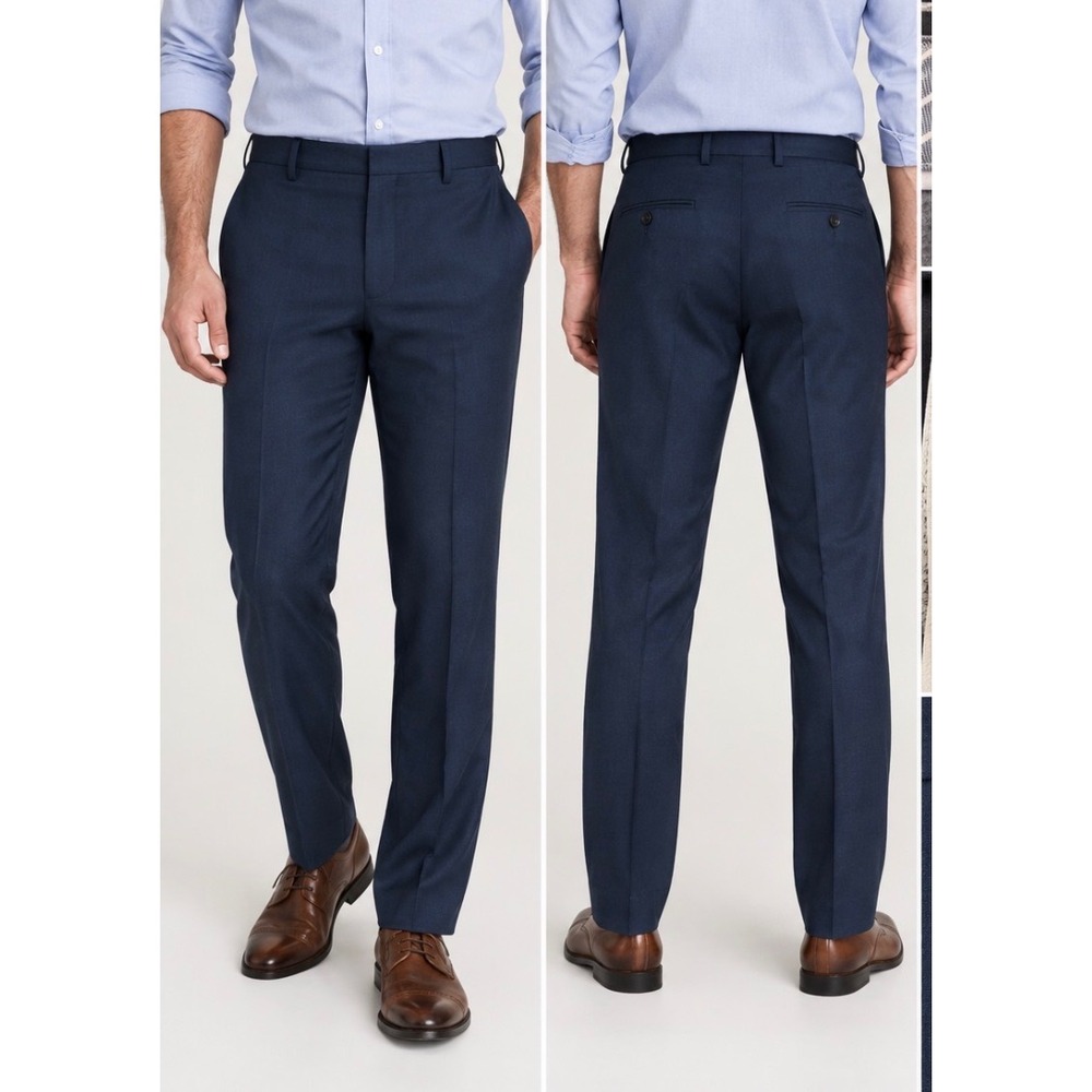 Banana Republic Tailored Fit Dress Pants 33x32 Navy Wool Blend Flat Front